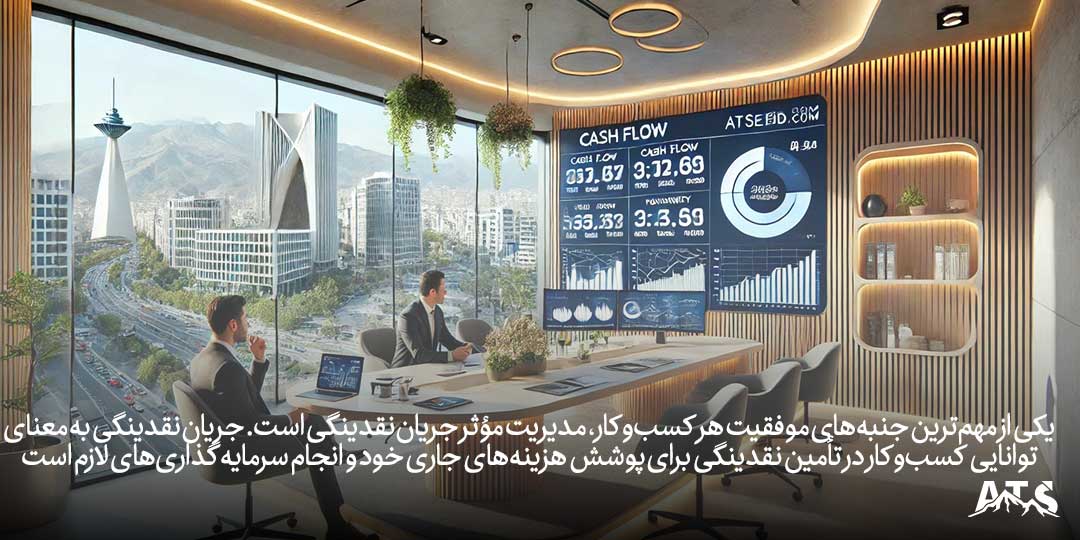 مشاور مالی در حال بررسی جریان نقدینگی و ارائه پیشنهاداتی برای بهبود آن